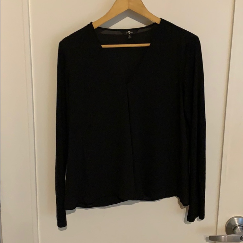 7 for all mankind poly black top size m